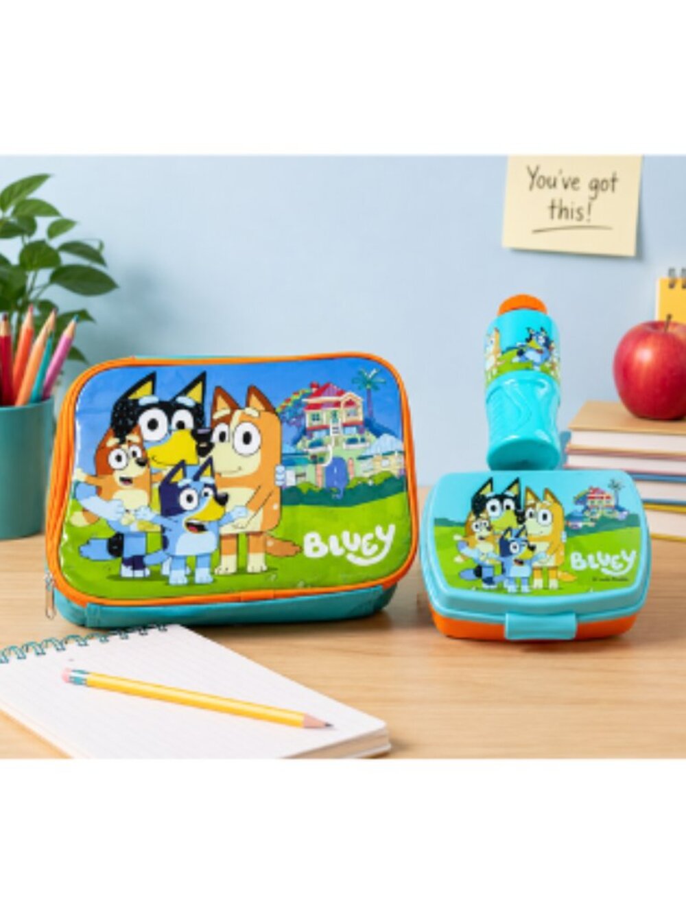 Bluey 3 Piece Kids Lunch Set Insulated Lunch Bag Snack Box BPA Free 430ml